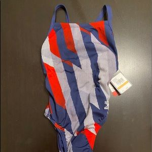 Speedo Pinstripe Endurance Swimsuit - Size 24/NWT